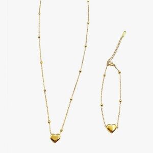 Dainty Gold Heart Necklace Stainless Steel New